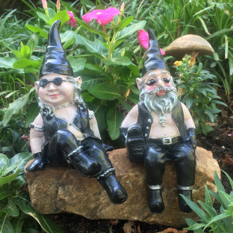 HomeStyles Nowaday Gnomes BorntoRide 2 Piece "Biker & Babe the Gnomes" in Full Leather